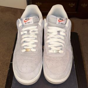 Nike Light Grey Suede Air Force 1 Sneakers